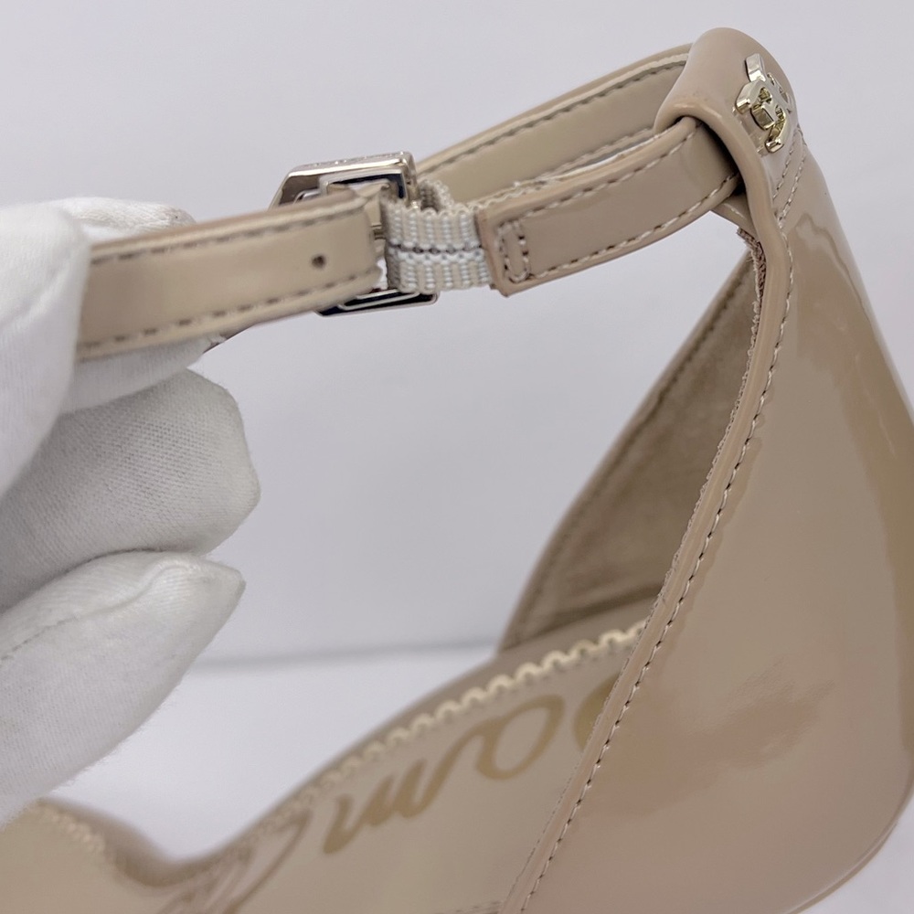 SAM EDELMAN PATTI ANKLE STRAP HEEL, BEIGE SHINY PATENT, WOMENS 11, EUR 41, UK 8 - Picture 14 of 17